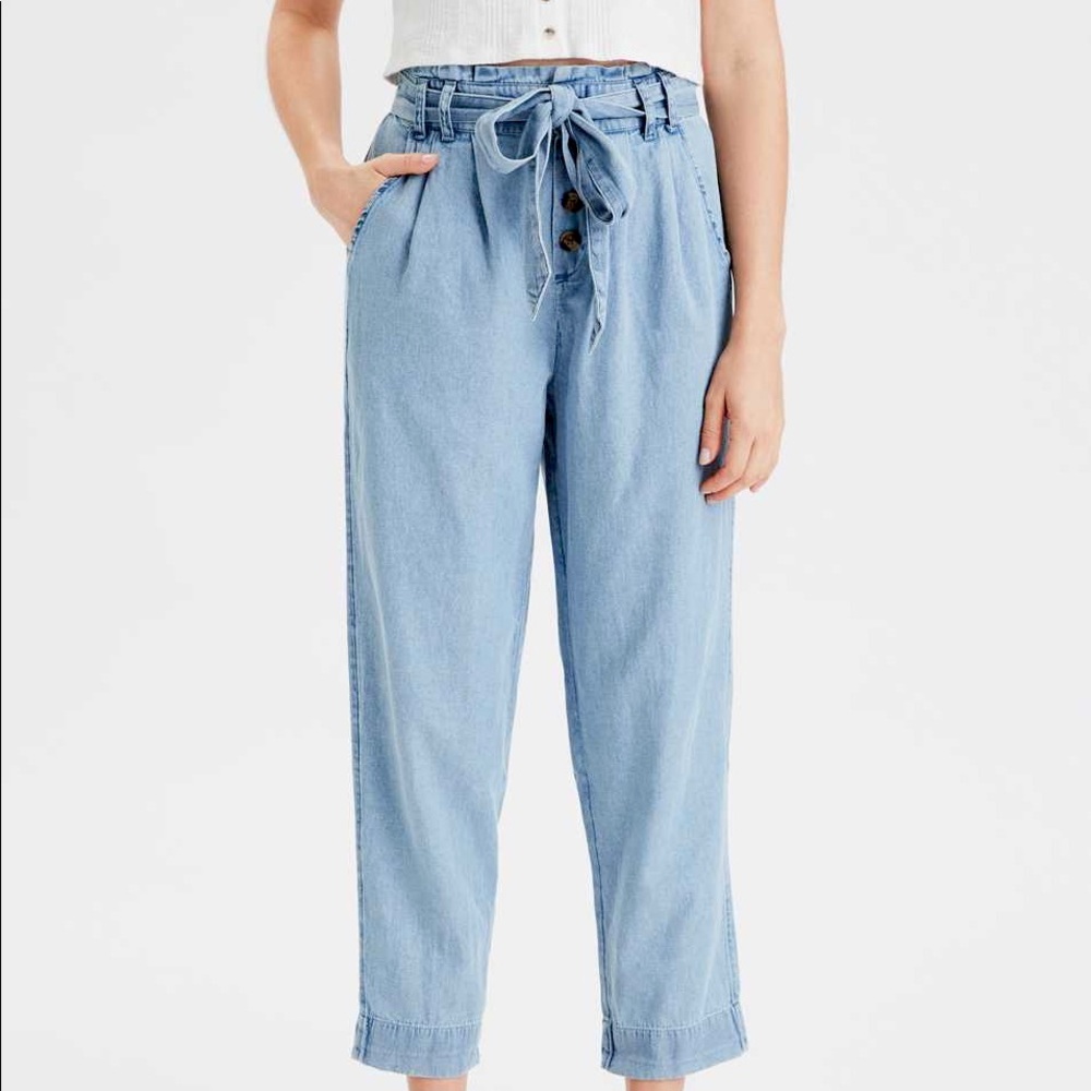 American Eagle High Paperbag Waist Tapered Pants